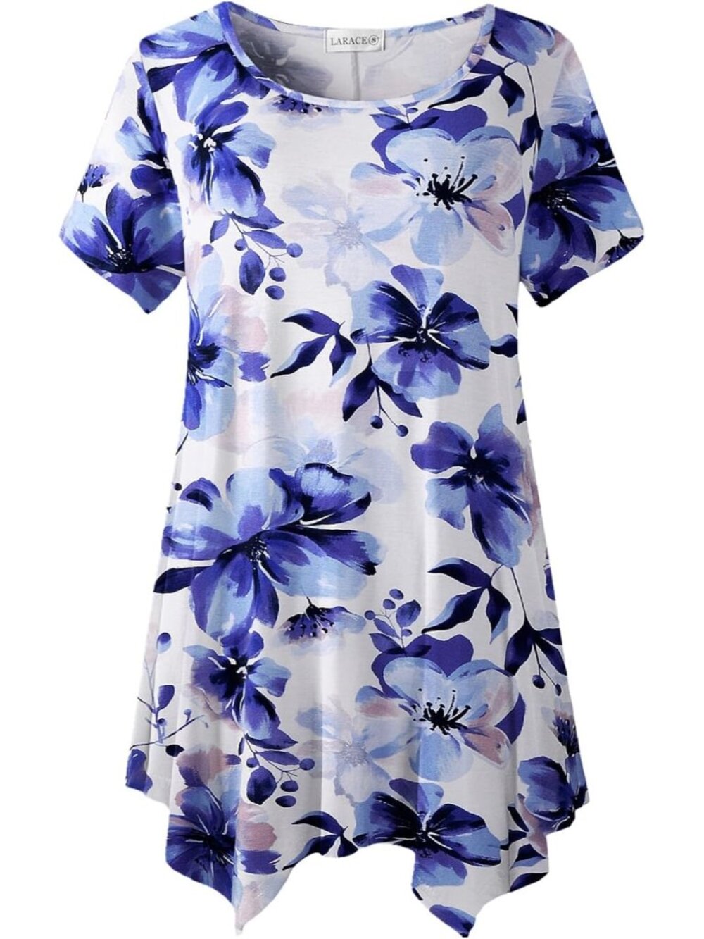 〽️Women Water Color Short Sleeve Asymmetrical Tunic Casual Summer Blouse Tops
